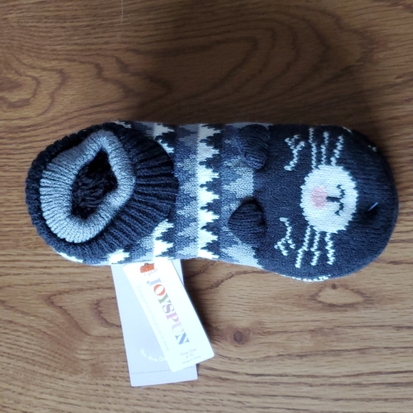 Joyspun Shoes Joyspun Womens Knit Black Gray Cat Sock Slippers Fits